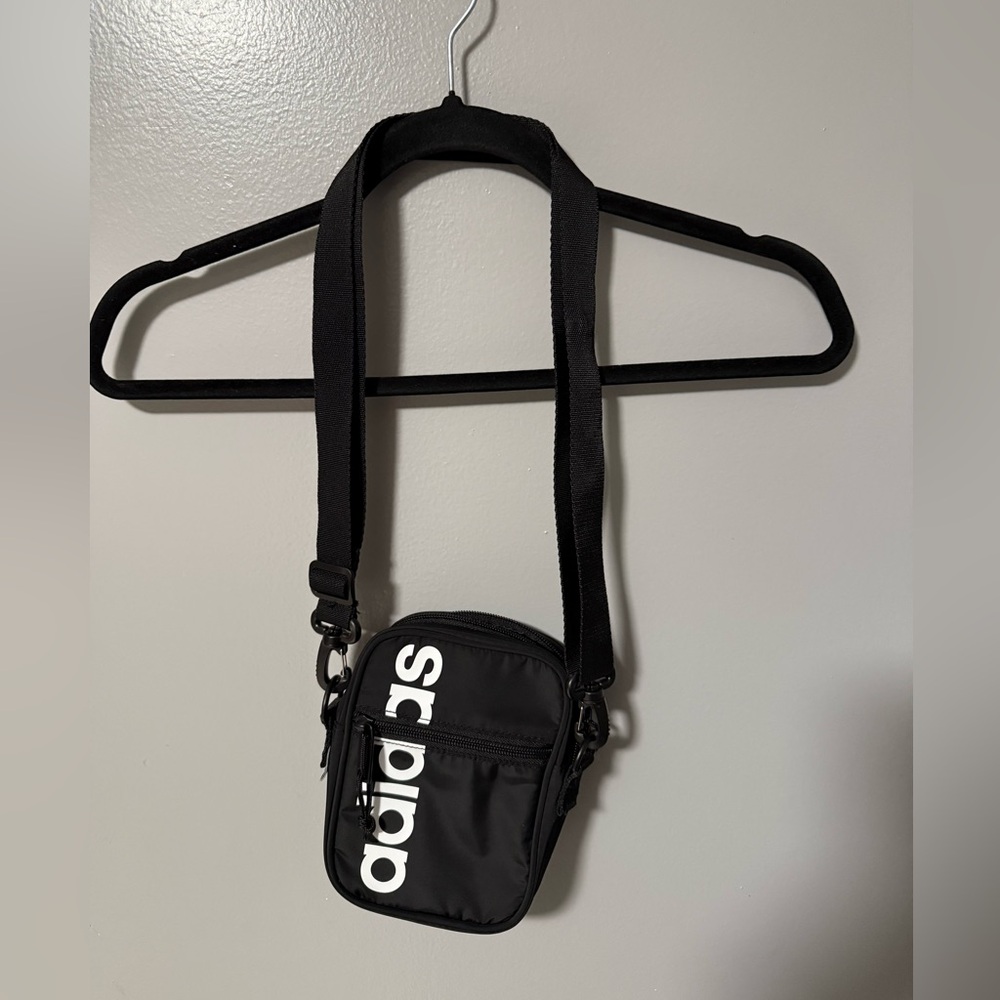 adidas Black Vertical Logo Crossbody Belt Bag